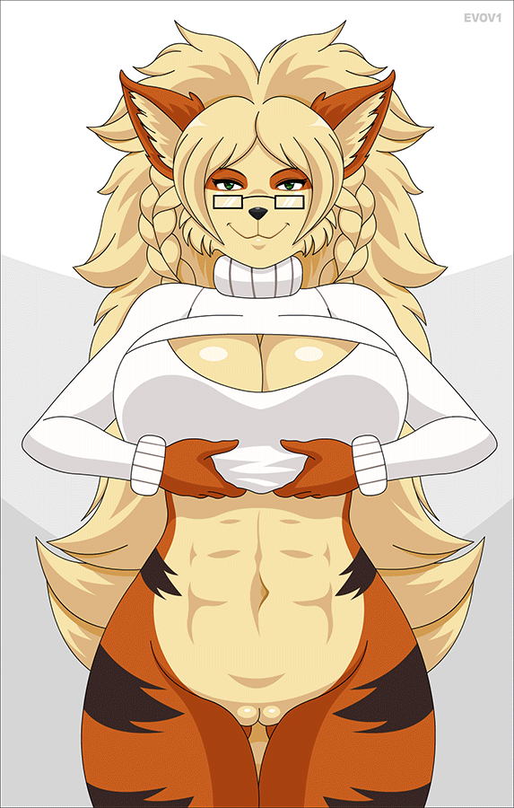 1girl big_breasts evov1 female furry gif