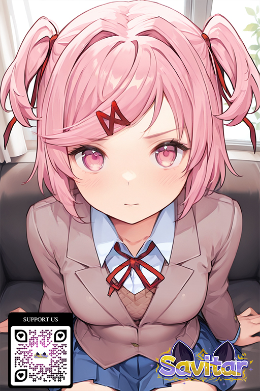 1girl 1girl 1girl ai_generated arms_behind_back bag bangs black_thighhighs blazer blue_skirt blush bow breasts brown_jacket cardigan clothing collared_shirt curtains dialogue_box doki_doki_literature_club! food food_in_mouth grey_jacket hair_intakes hair_ornament hair_ribbon hairclip holding holding_food holding_object indoors jacket leaning_forward legwear littlehentai long_sleeves looking_at_viewer medium_breasts miniskirt mouth_hold natsuki_(doki_doki_literature_club!) natsuki_(doki_doki_literature_club) neck_ribbon orange_sweater pink_eyes pink_hair pleated_skirt popsicle popsicle_in_mouth red_ribbon ribbon savitar savitar_(artist) school_uniform shirt short_hair skirt stockings swept_bangs thighs twin_tails two_side_up uniform white_shirt wing_collar x_hair_ornament