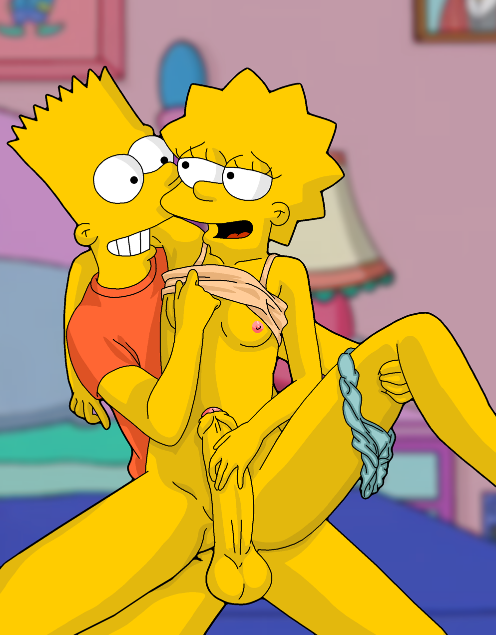 bart_simpson breasts brother_and_sister erect_penis evilweazel_(artist) incest lisa_simpson the_simpsons