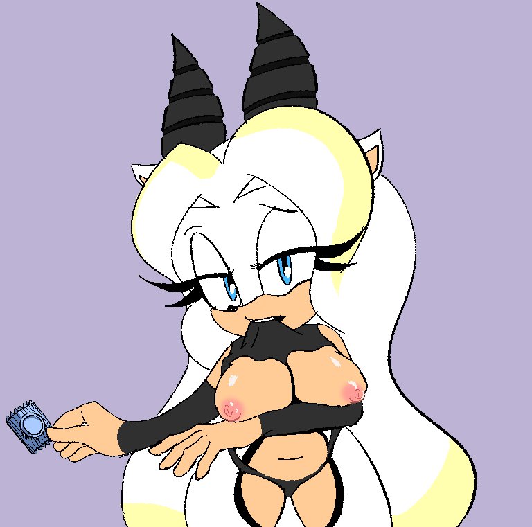 1girl 2018 aether_brightheart antelope anthro bedroom_eyes big_breasts black_panties blonde_highlights blue_eyes bovid breasts condom_wrapper enviouslunarcan fan_character gazelle holding_condom horns horny long_hair looking_at_viewer mammal multicolored_hair navel nipples original_character panties pink_nipples presenting presenting_breasts princess shirt_lift sonic_oc sonic_robo_blast_2 sonic_the_hedgehog_(series) wanting_sex white_hair