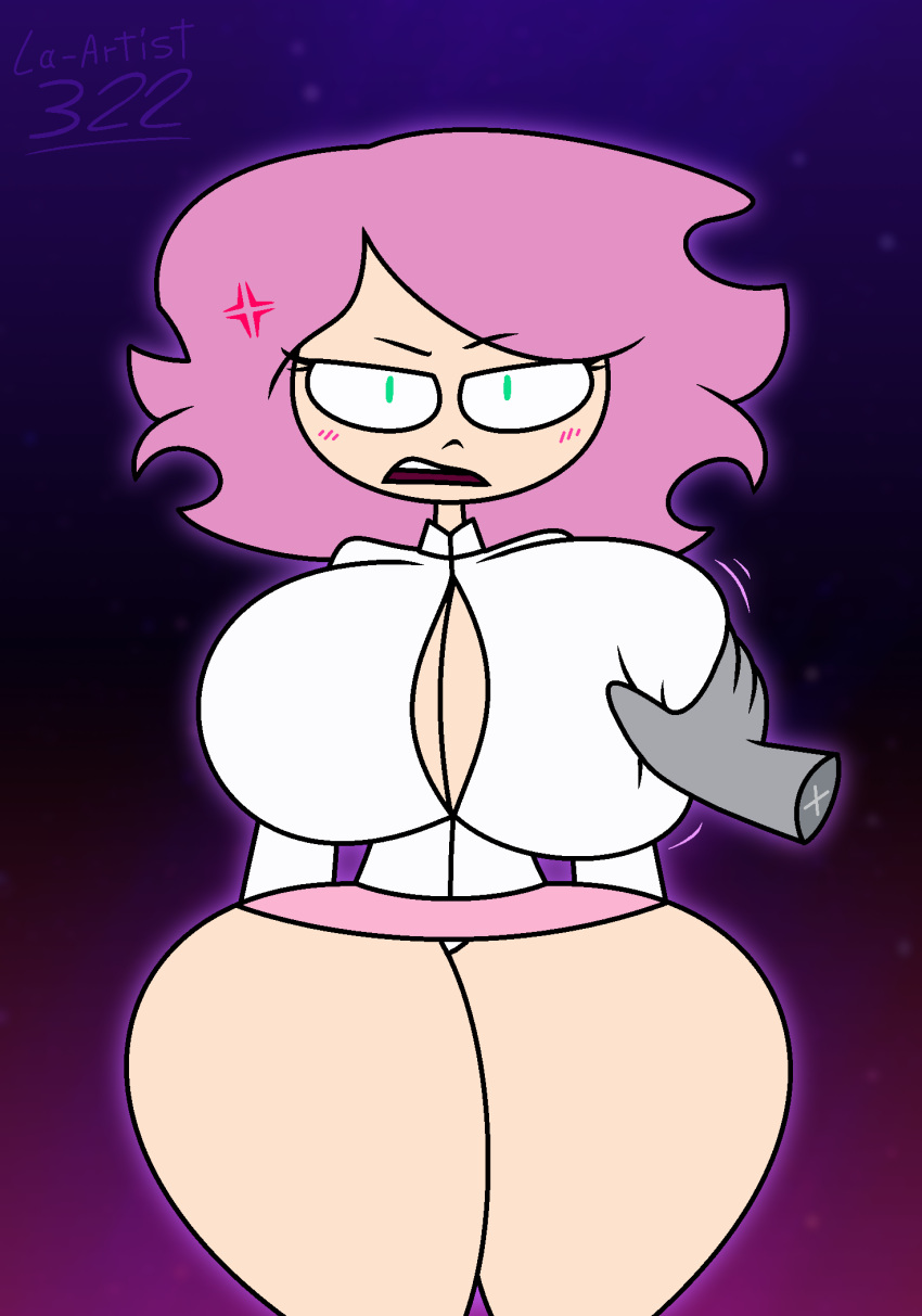 angry_expression babe big_breasts frowning_at_viewer green_eyes grey_skin groping groping_breasts hand_on_breast juj_puj juj_puj_(youtuber) la-artist322_(artist) lewd looking_at_viewer milf miniskirt pink_hair sexy thicc thicc_thighs thick_thighs young_adult_female young_adult_woman youtuber youtuber_girl