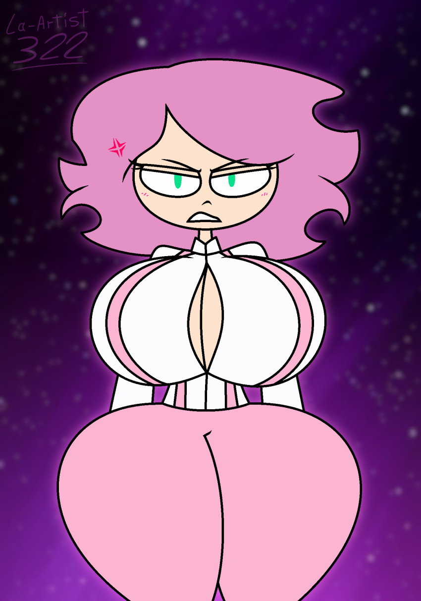 angry_expression babe big_breasts frowning_at_viewer green_eyes juj_puj juj_puj_(youtuber) la-artist322_(artist) lewd looking_at_viewer milf narrowed_eyes pink_hair sexy thicc thicc_thighs thick_thighs young_adult_female young_adult_woman youtuber youtuber_girl