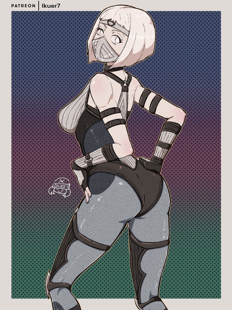 1girl 1girl 2d alluring ass athletic athletic_female big_breasts bubble_butt female_focus female_only hourglass_figure ikuer7 khameleon midway_games mortal_kombat mortal_kombat_armageddon mortal_kombat_trilogy short_hair sideboob silver_hair standing tagme text wide_hips