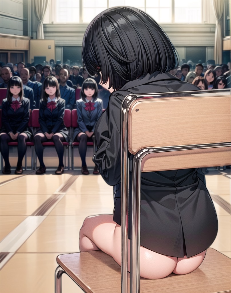 ai_generated ass ass_focus auditorium blazer blush bottomless bottomless_female chair clothes_removed clothes_stolen crowd embarrassed embarrassed_undressed_female euf exhibitionism exhibitionist glj-enf going_commando half-dressed half_naked humiliated humiliation indecent_exposure no_panties no_pants no_skirt nude_from_the_waist_down pantsed pantsing pantsless pantyless public public_exposure public_humiliation public_indecency public_nudity punished punishment sad school school_hall school_uniform schoolgirl shirt_only short_hair sitting sitting_on_chair skirt_removed skirtless small_ass spectators stolen_clothes story_at_source stripped stripping student students undressed undressed_by_others unhappy unhappy_female