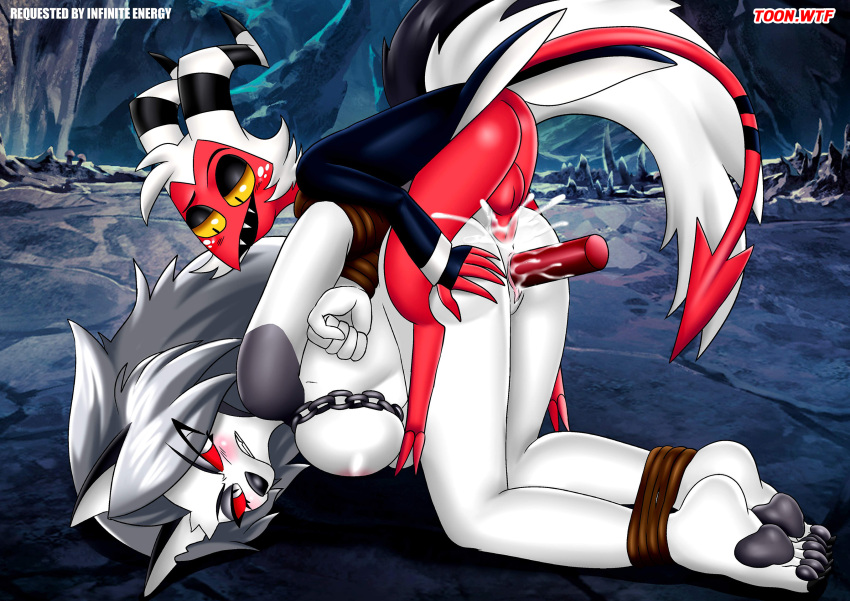 1boy 1girl anal anthro bbmbbf canine female f****d helluva_boss loona_(helluva_boss) loona_(vivzmind) male moxxie_(helluva_boss) moxxie_(vivzmind) pain palcomix r**e smaller_male toon.wtf vivienne_medrano youtube