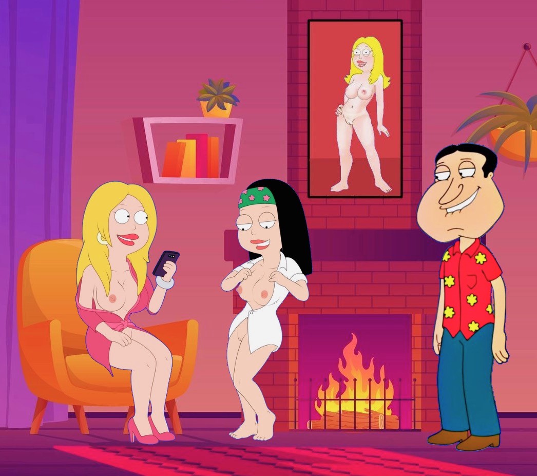 american_dad breasts crossover edit erect_nipples family_guy francine_smith glenn_quagmire hayley_smith shaved_pussy thighs