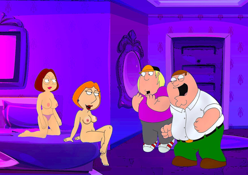 before_sex breasts chris_griffin edit erect_nipples family_guy glasses lois_griffin meg_griffin nude panties peter_griffin thighs