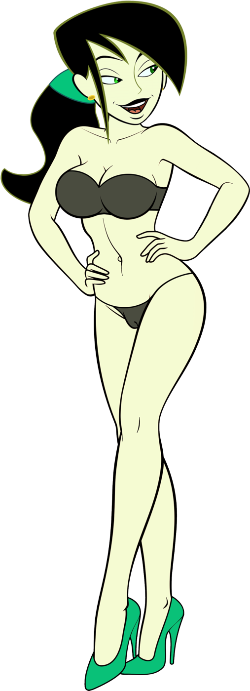1girl 1girl alpha_channel bra cleavage disney disney_channel for_sticker_use gagala high_heels kim_possible medium_breasts miss_go panties phillipthe2 png shego sticker_template transparent_background transparent_png
