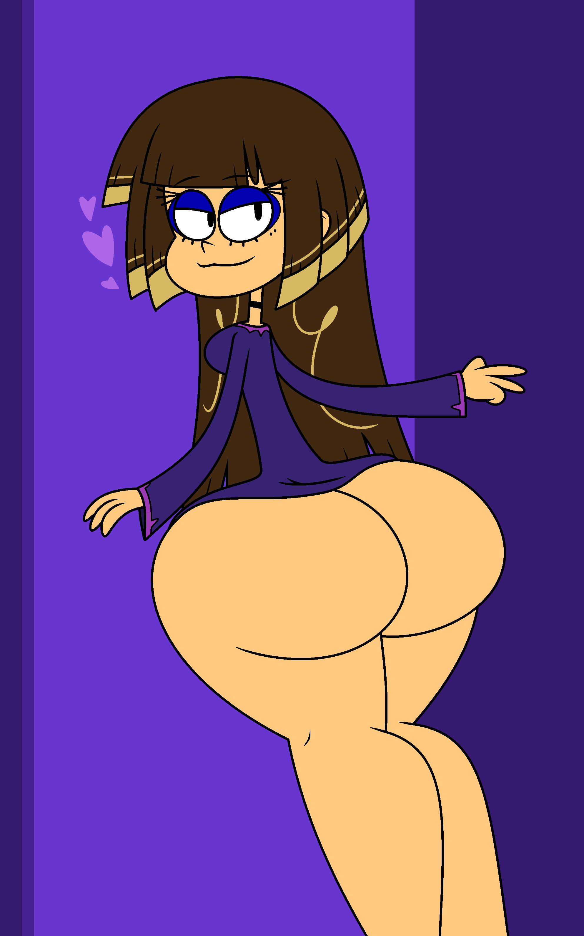 ass big_ass big_booty booty doorway hand_on_wall la-artist322_(artist) long_hair looking_back looking_from_behind magilily_neu_(the_neu_house) morning_after morning_sex narrowed_eyes nightgown nightgown_lift smug smug_face thicc thicc_thighs thick_thighs walking_away