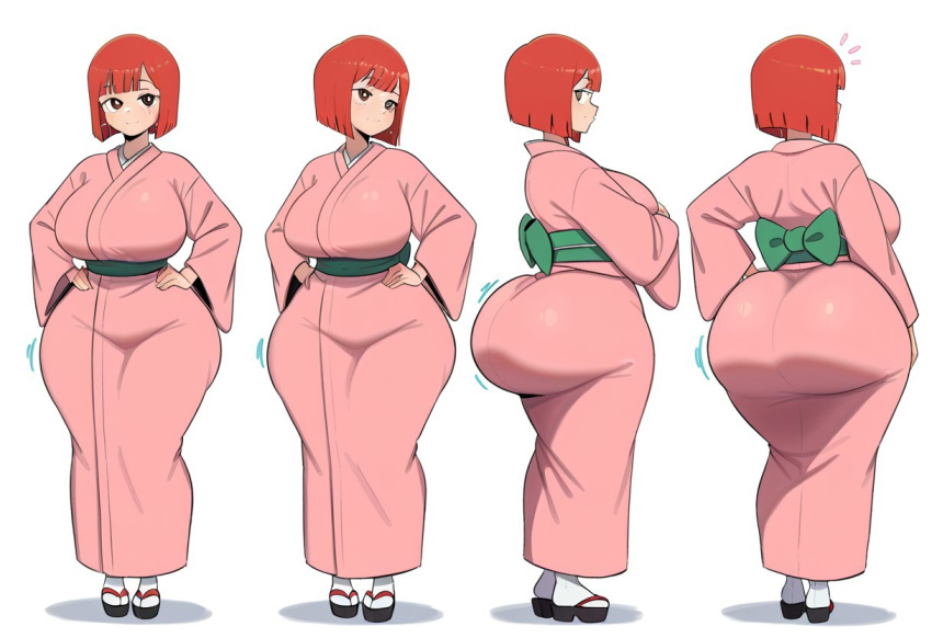 1girl ai_generated ass big_ass big_breasts breasts fundoshilover101 huge_ass huge_breasts kimono mcdonald's mom_(mcdonald's) yoru_mac