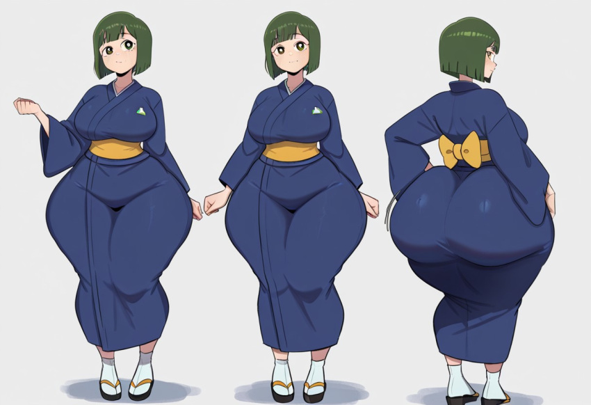 1girl ai_generated ass big_ass big_breasts breasts fundoshilover101 huge_ass huge_breasts kimono mcdonald's mom_(mcdonald's) yoru_mac