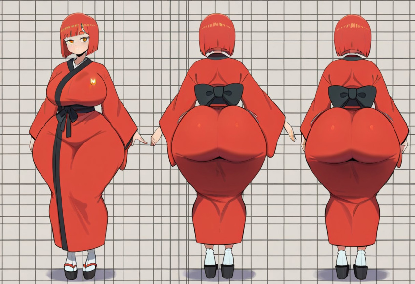 1girl ai_generated ass big_ass big_breasts breasts fundoshilover101 huge_ass huge_breasts kimono mcdonald's mom_(mcdonald's) yoru_mac