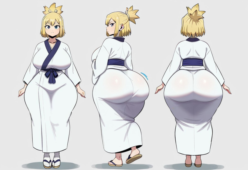 1girl ai_generated ass big_ass big_breasts breasts dr._stone fundoshilover101 huge_ass huge_breasts kimono kohaku_(dr._stone)