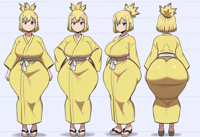 1girl ai_generated ass big_ass big_breasts breasts dr._stone fundoshilover101 huge_ass huge_breasts kimono kohaku_(dr._stone)
