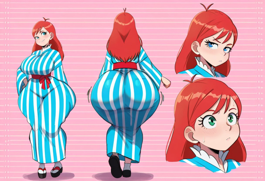 1girl ai_generated ass big_ass big_breasts breasts fundoshilover101 huge_ass huge_breasts kimono wendy's wendy_thomas