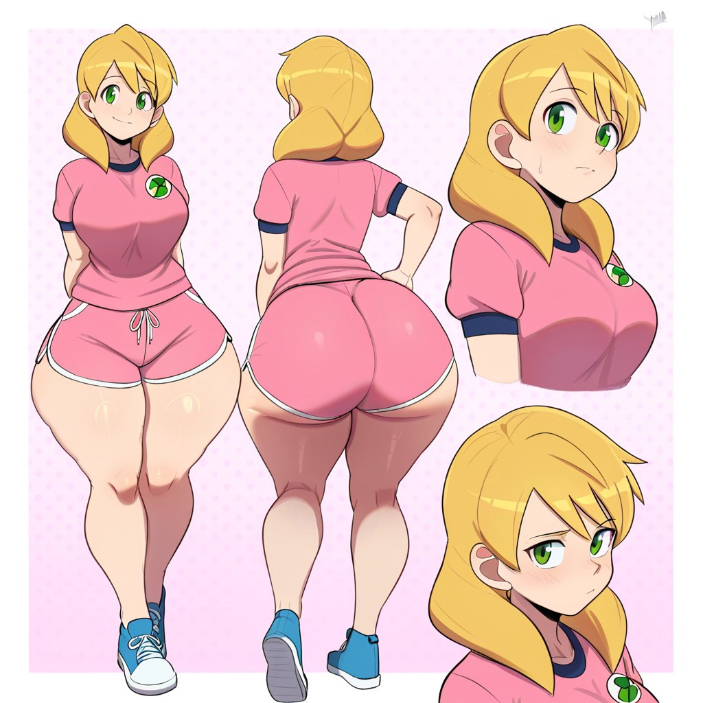 1girl ai_generated alia_(rockman) ass big_ass big_breasts booty_shorts breasts capcom dolphin_shorts fundoshilover101 huge_ass mega_man
