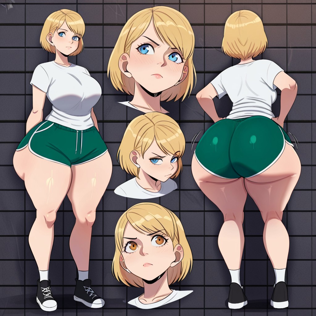 1girl ai_generated ashley_graham ass big_ass big_breasts booty_shorts breasts capcom dolphin_shorts fundoshilover101 huge_ass resident_evil