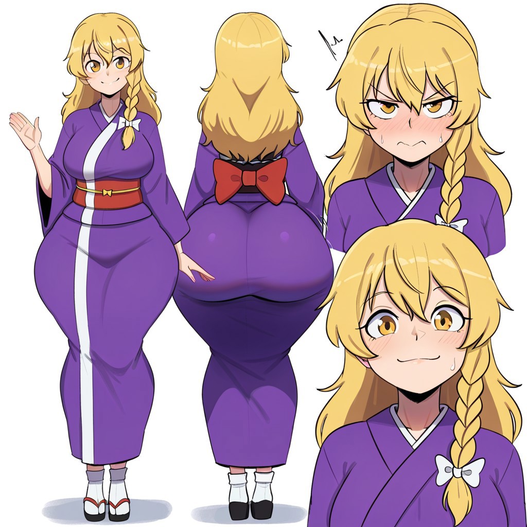 1girl ai_generated ass big_ass big_breasts breasts fundoshilover101 huge_ass kimono marisa_kirisame touhou