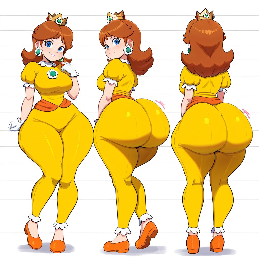 1girl ai_generated ass big_ass big_breasts breasts fundoshilover101 huge_ass mario_(series) nintendo princess_daisy
