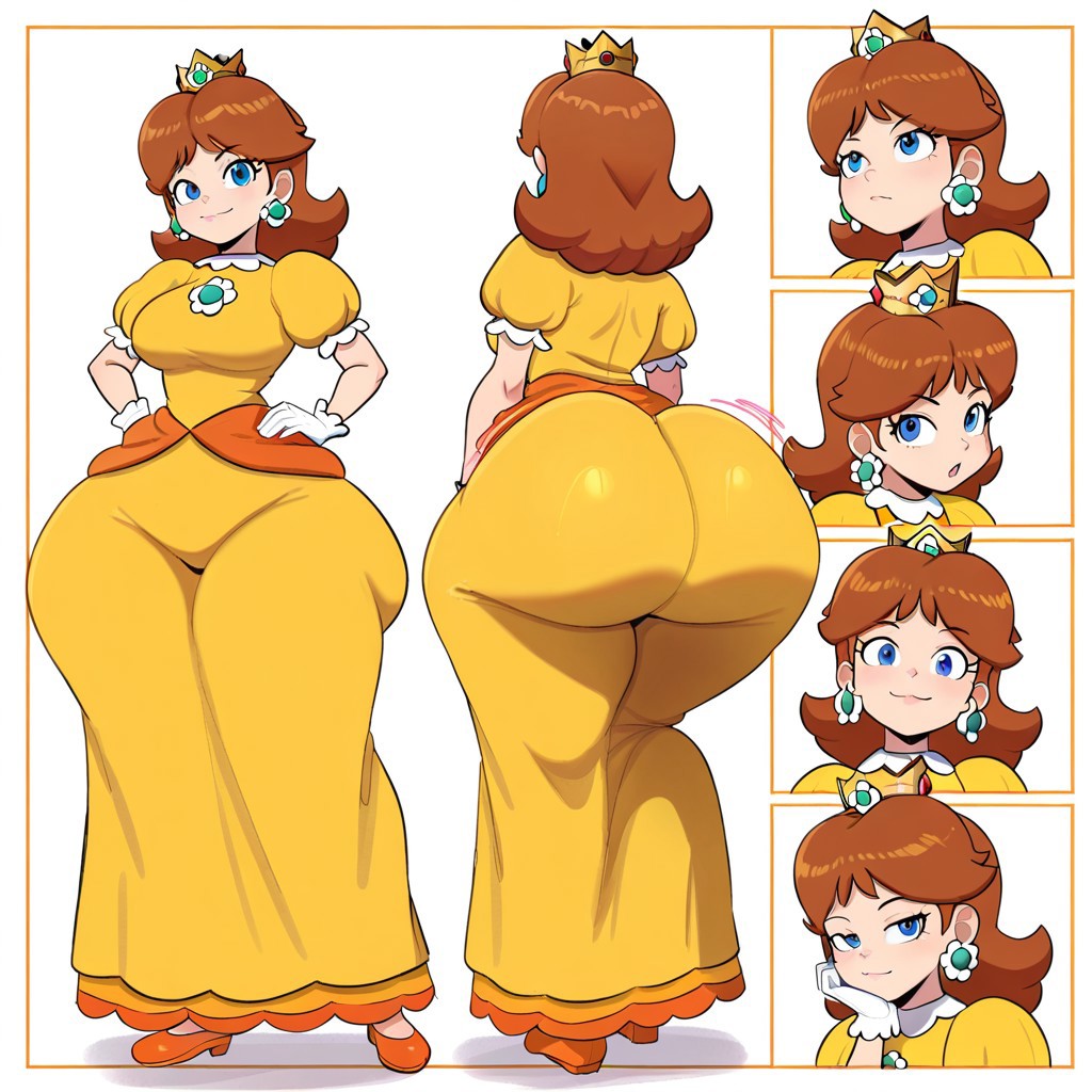 1girl ai_generated ass big_ass big_breasts breasts fundoshilover101 huge_ass mario_(series) nintendo princess_daisy