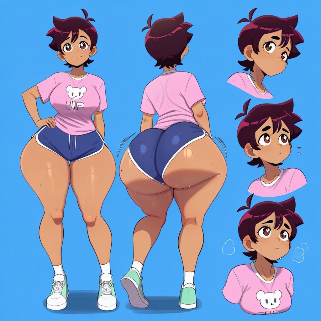 1girl ai_generated ass big_ass big_breasts booty_shorts breasts disney dolphin_shorts fundoshilover101 huge_ass luz_noceda the_owl_house