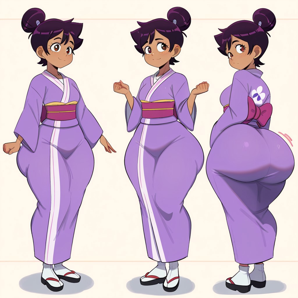1girl ai_generated ass big_ass big_breasts breasts disney fundoshilover101 huge_ass kimono luz_noceda the_owl_house