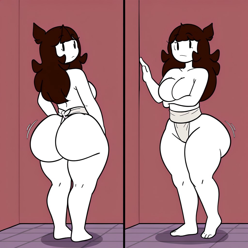 1girl ai_generated ass big_ass big_breasts breasts fundoshi fundoshilover101 huge_ass jaiden jaiden_animations topless