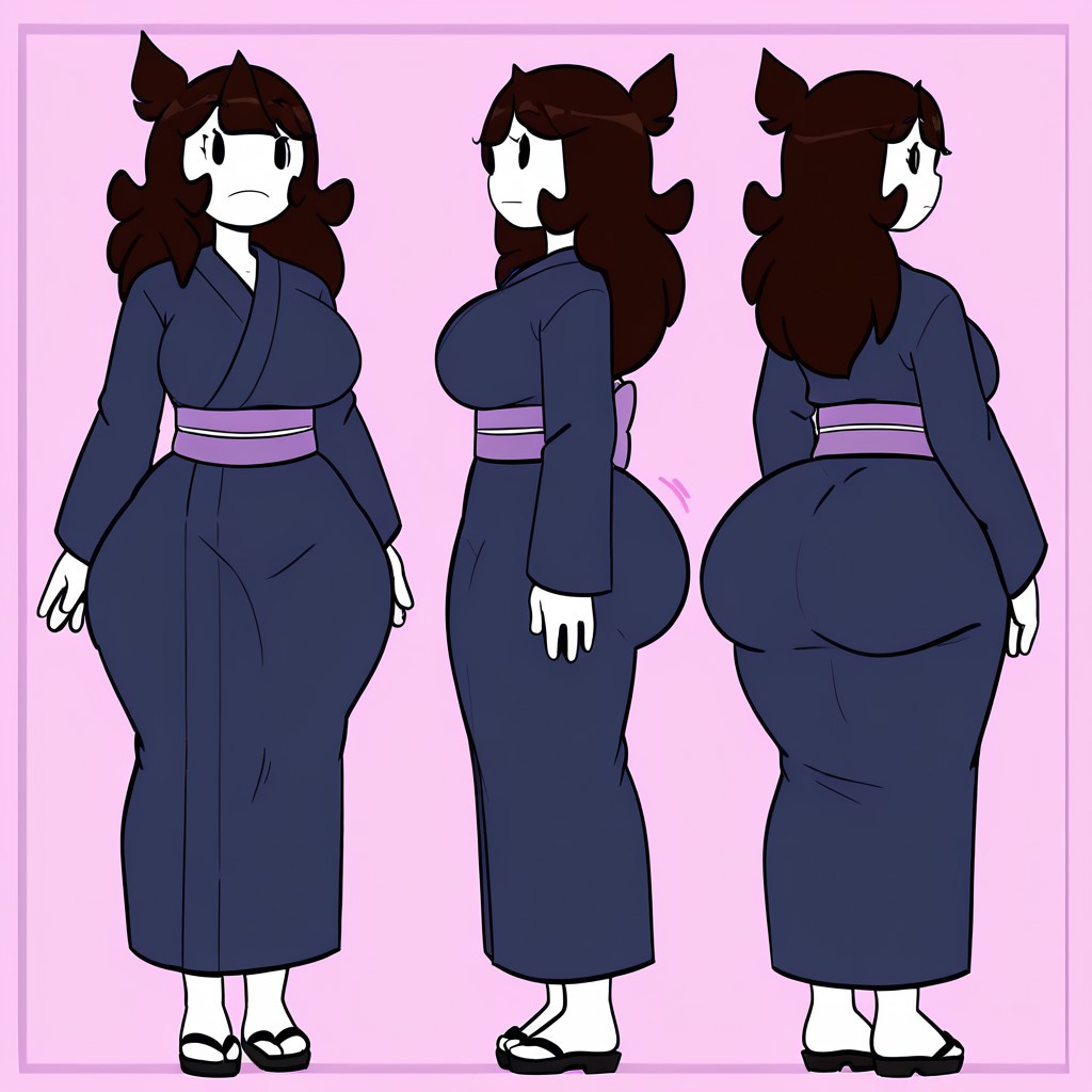 1girl ai_generated ass big_ass big_breasts breasts fundoshilover101 huge_ass jaiden jaiden_animations kimono