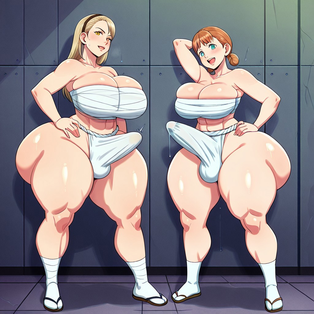 2futas ai_generated annette_birkin ass big_ass big_breasts breasts capcom erection erection_under_clothes fundoshi fundoshi_futanari fundoshilover101 futanari huge_ass resident_evil