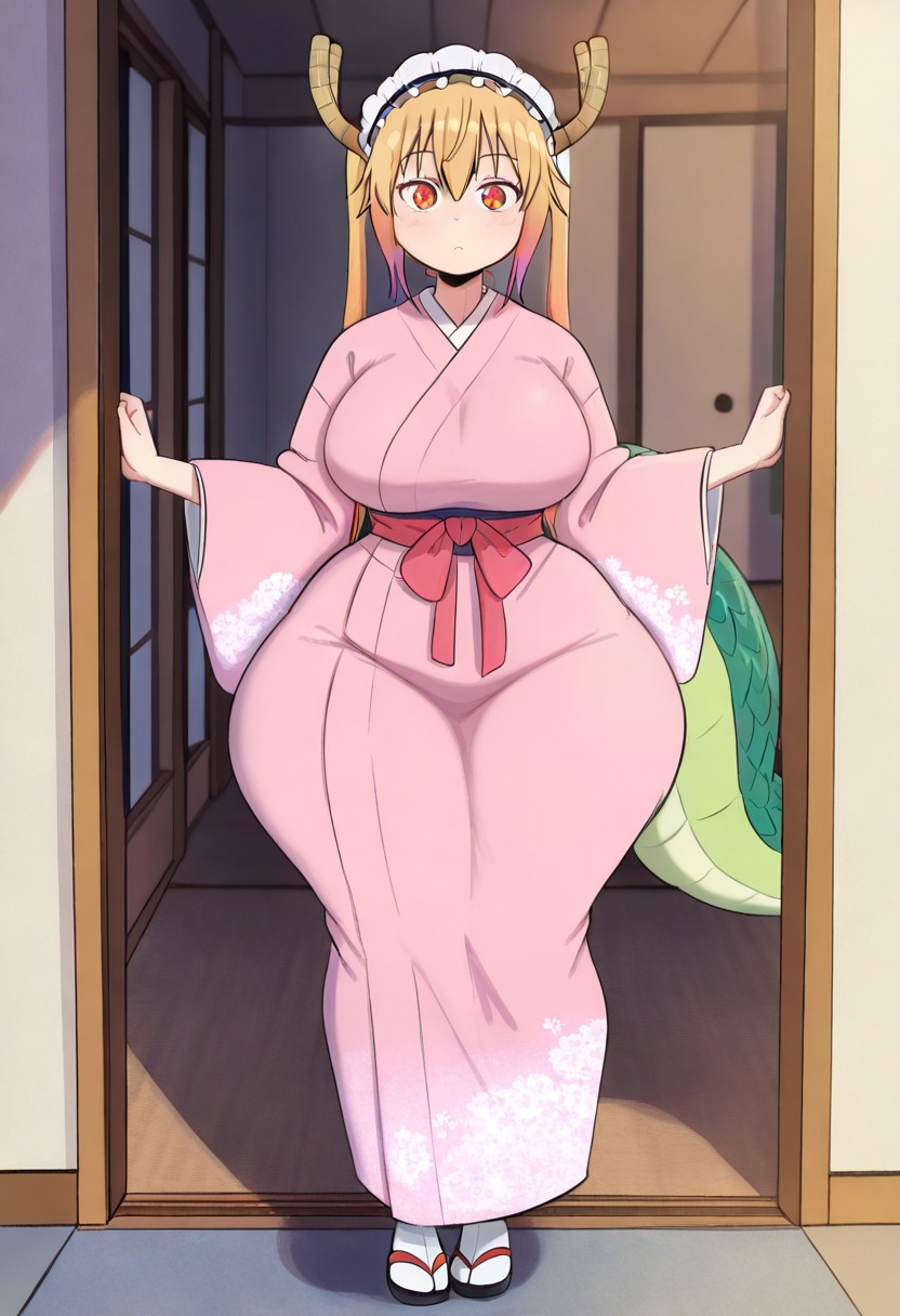1girl ai_generated ass big_ass big_breasts breasts fundoshilover101 huge_ass kimono miss_kobayashi's_dragon_maid tohru_(dragon_maid)