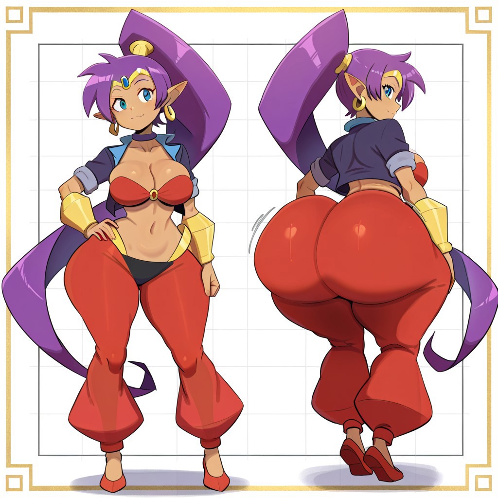1girl ai_generated ass big_ass big_breasts breasts fundoshilover101 huge_ass shantae shantae_(character)