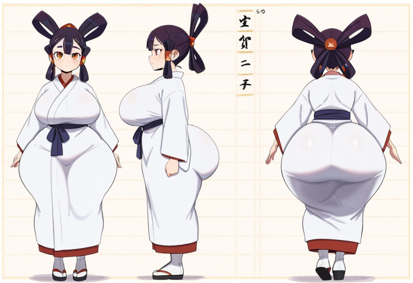 1girl ai_generated ass big_ass big_breasts breasts fundoshilover101 huge_ass huge_breasts kimono sakuna_(sakuna_of_rice_and_ruin) sakuna_of_rice_and_ruin