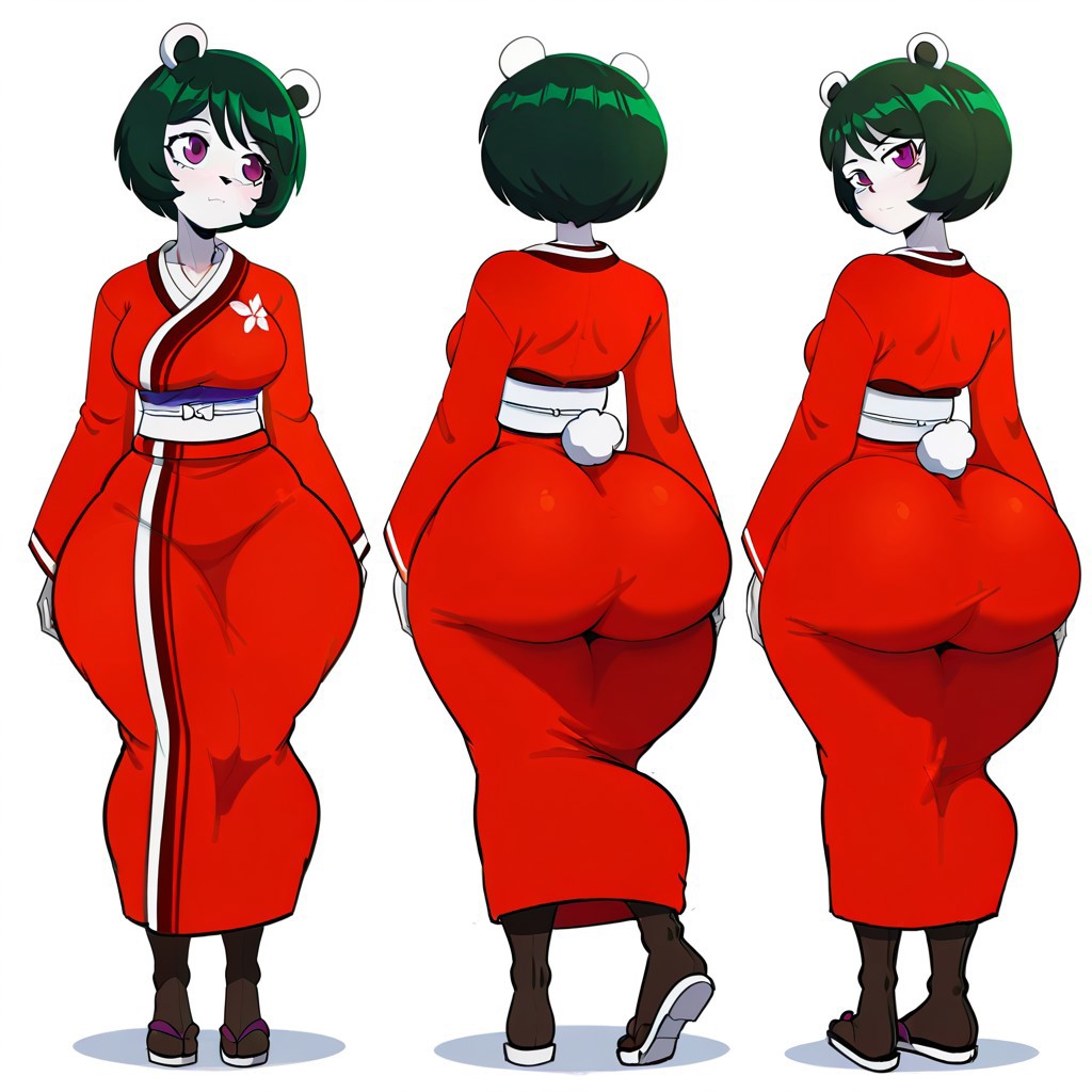 1girl ai_generated ass big_ass big_breasts breasts freedom_planet freedom_planet_2 fundoshilover101 galaxytrail huge_ass kimono neera_li