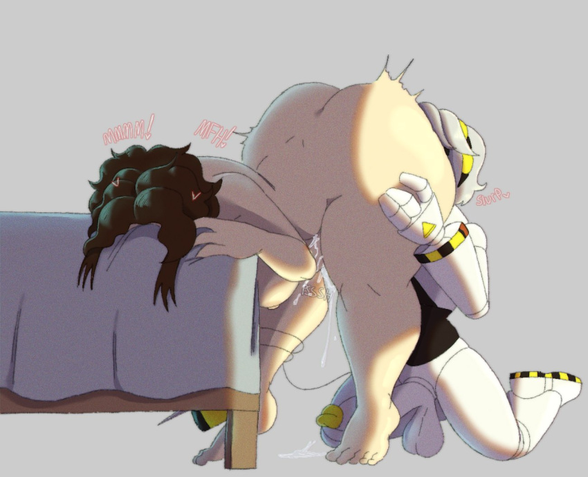 1boy 1girl abrahamslapper ass bed bending_over big_ass big_penis breasts brown_hair dripping dripping_wet eating eating_ass erect_penis erection female glitch_productions heart huge_ass human human_female male male/female moaning moaning_in_pleasure murder_drones n_(murder_drones) nipples nude nude_female nude_male penis rimjob robot robot_boy robot_humanoid silver_hair tessa_elliot thick_ass thick_thighs thighs