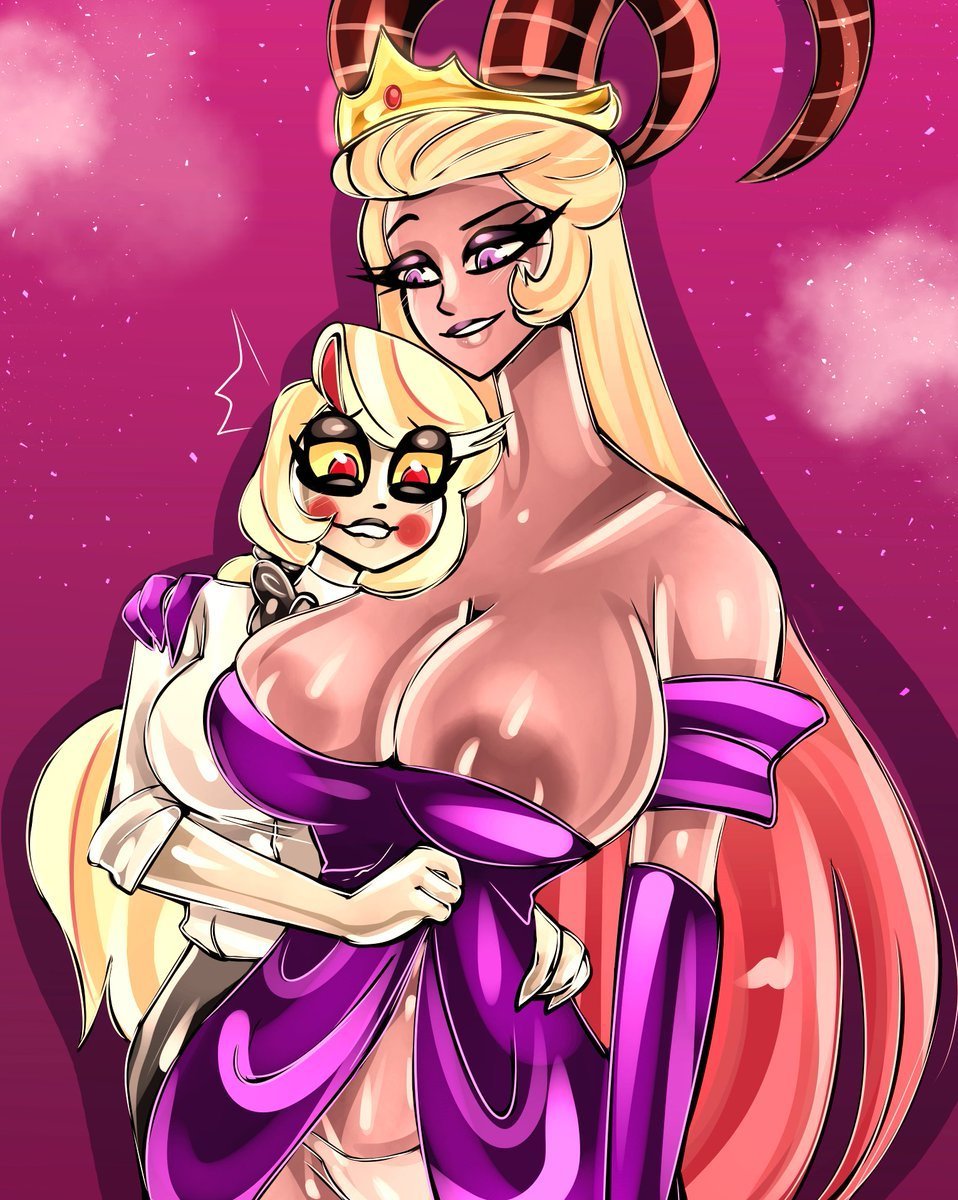 1girl 2_girls big_breasts bitterbunz blond_hair_female blonde_female blonde_hair blonde_hair_female breasts charlie_morningstar charlie_morningstar_(hazbin_hotel) daughter daughter_and_mother demon_girl demon_horns female_focus female_only hazbin_hotel horns huge_breasts lilith_morningstar_(hazbin_hotel) long_blonde_hair long_hair mature mature_female mature_figure mature_woman milf mother_&_daughter mother_and_child standing twitter very_long_hair vivienne_medrano vivziepop