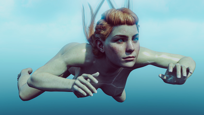 1girl 3d 3d_(artwork) 3d_model aloy barefoot big_breasts blue_eyes breasts cgi completely_naked completely_naked_female completely_nude completely_nude_female day daytime drowning female female_only freckles freckles_on_face guerilla_games hands_up horizon_forbidden_west horizon_zero_dawn light looking_forward naked_female nude nude_female nude_swimming nudist nudity open_eyes pussy red_hair round_breasts skinny_dipping solo sony_interactive_entertainment steffih_daz swimming undersea underwater water wet wet_body wet_hair wet_pussy wet_skin