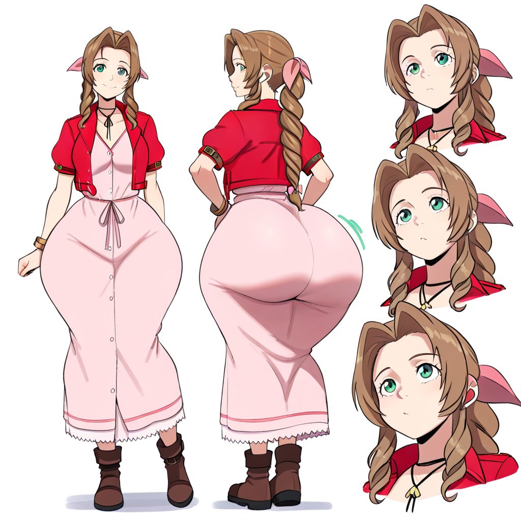 1girl aerith_gainsborough ai_generated ass big_ass big_breasts breasts final_fantasy fundoshilover101 huge_ass square_enix