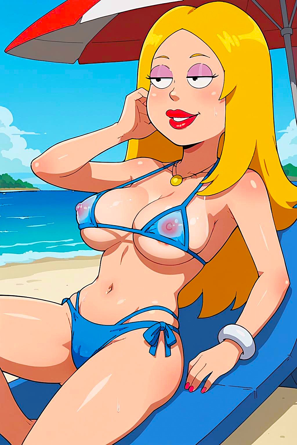 american_dad bikini breasts cameltoe erect_nipples francine_smith see-through thighs