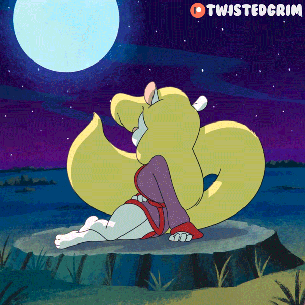 1girl 2d 2d_animation animaniacs animated anthro bathrobe blonde_hair blonde_tail breasts clothing female female_focus female_only full_moon fur furry furry_female furry_only gif heart-shaped_pupils looking_at_viewer minerva_mink mostly_nude nipples off_shoulder seductive seductive_look short_playtime solo solo_female tail teasing twistedgrim warner_brothers white_fur