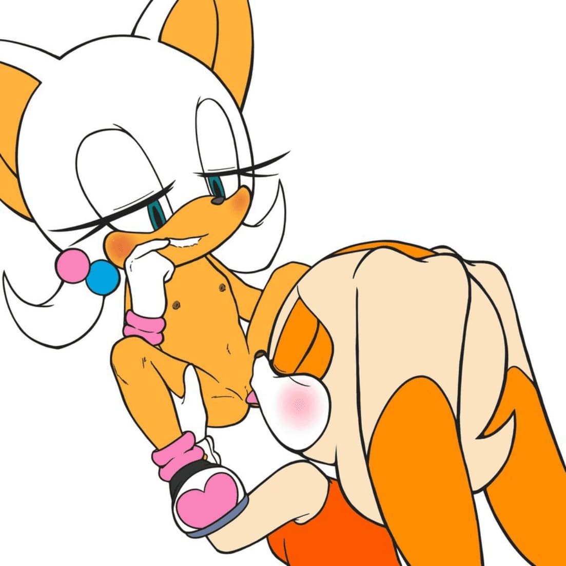 2girls age_difference aged_down aged_up aphrodisiackek bat_wings blush completely_nude_female cream_the_rabbit cub eating_pussy furry furry_female green_eyes licking_pussy nipples nude nude_female rabbit rouge_the_bat sega small_breasts sonic sonic_the_hedgehog_(series) younger_female yuri