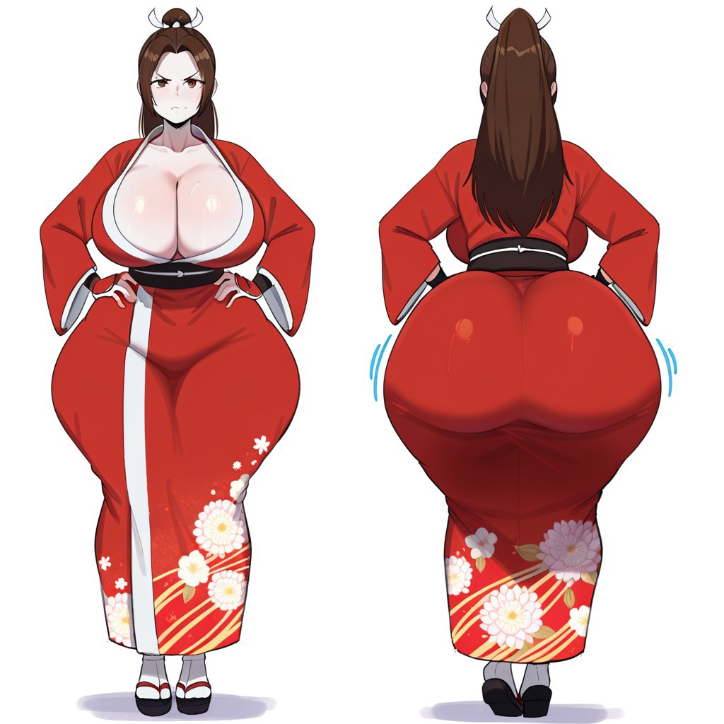 1girl ai_generated ass big_ass big_breasts breasts fatal_fury fundoshilover101 huge_ass huge_breasts kimono mai_shiranui