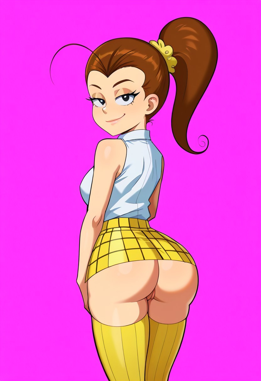 ai_generated ass ass_focus big_ass bubble_ass bubble_butt curvy luan_loud plaid_skirt seductive skirt stockings