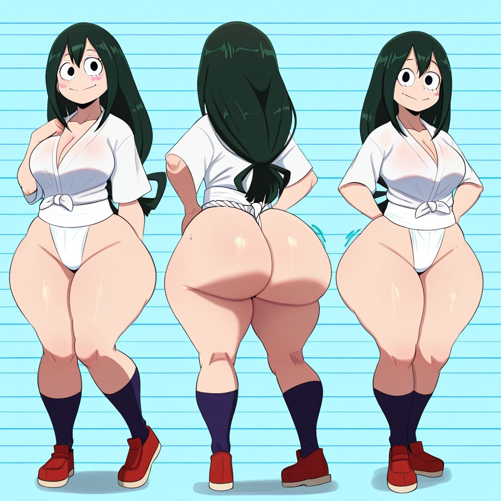 1girl ai_generated ass big_ass big_breasts breasts fundoshi fundoshilover101 huge_ass my_hero_academia shounen_jump tsuyu_asui