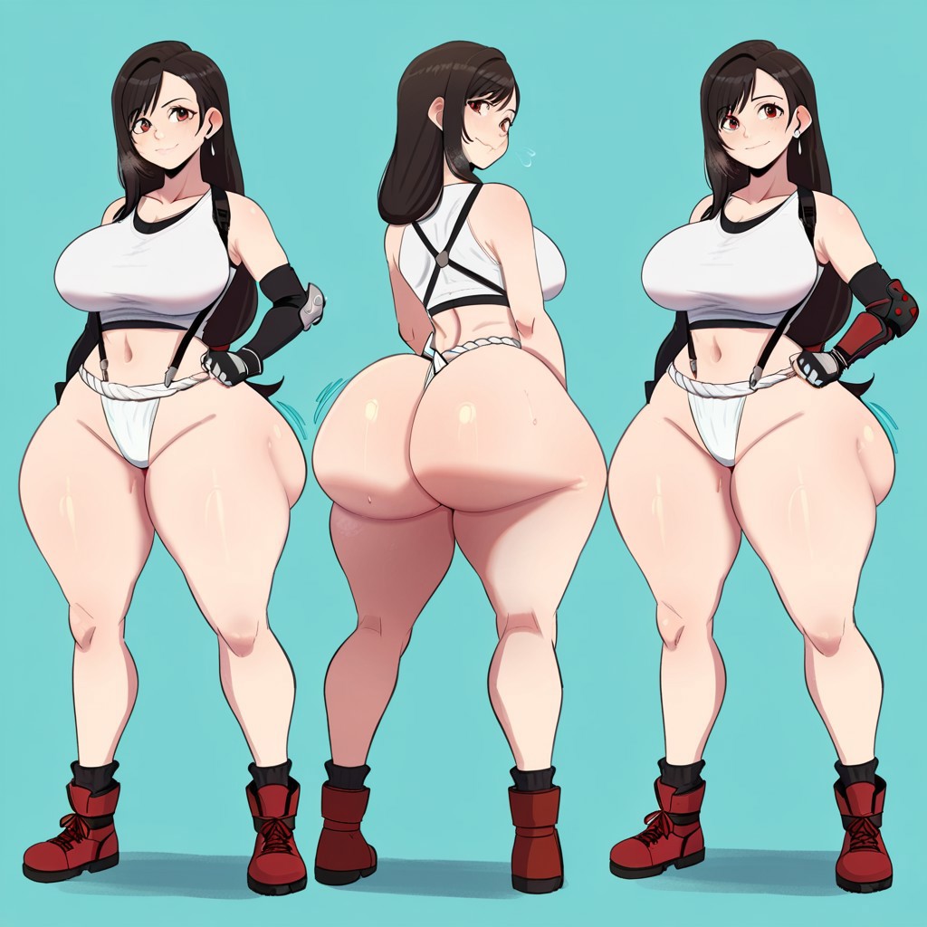 1girl ai_generated ass big_ass big_breasts breasts final_fantasy fundoshi fundoshilover101 huge_ass square_enix tifa_lockhart