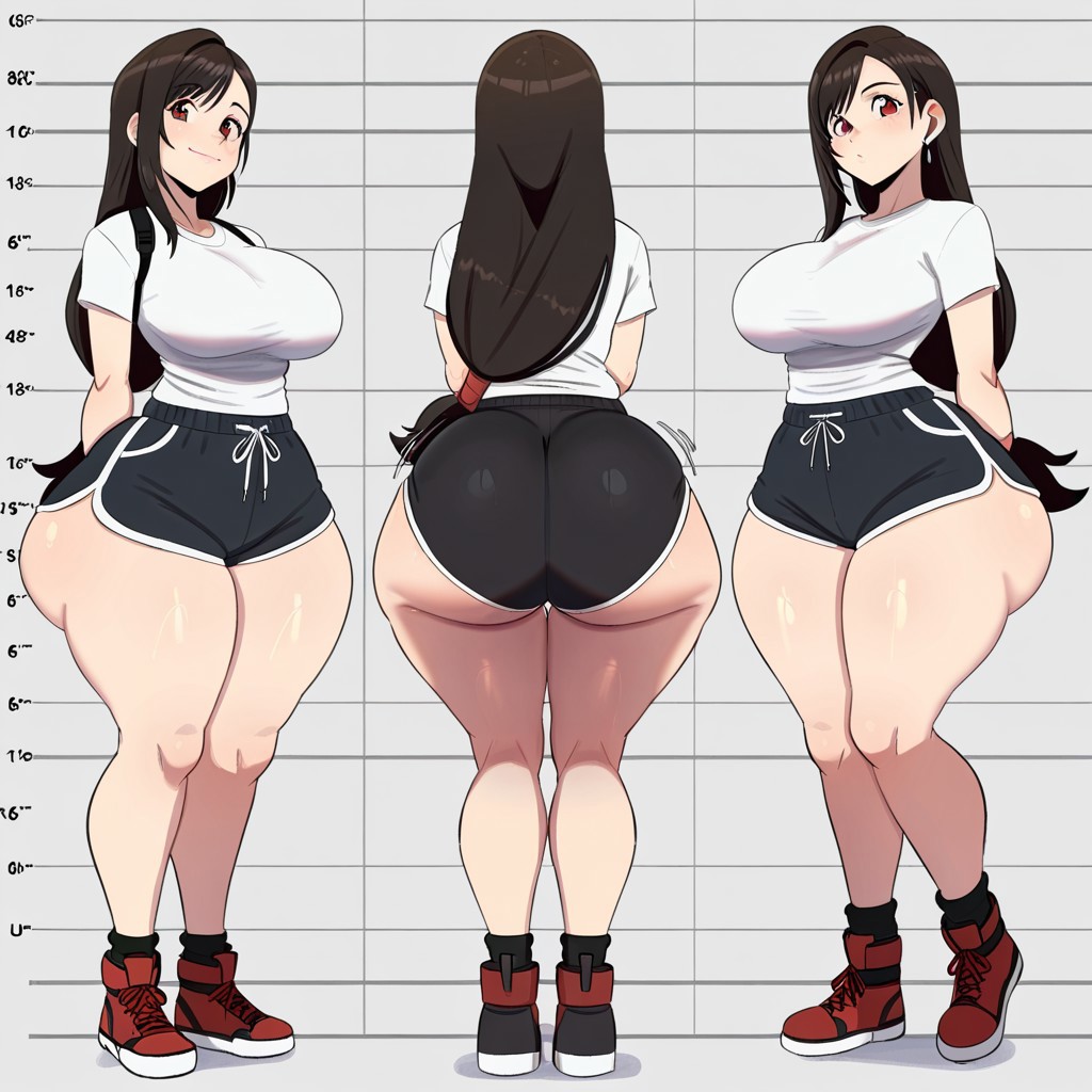 1girl ai_generated ass big_ass big_breasts booty_shorts breasts dolphin_shorts final_fantasy fundoshilover101 huge_ass square_enix tifa_lockhart