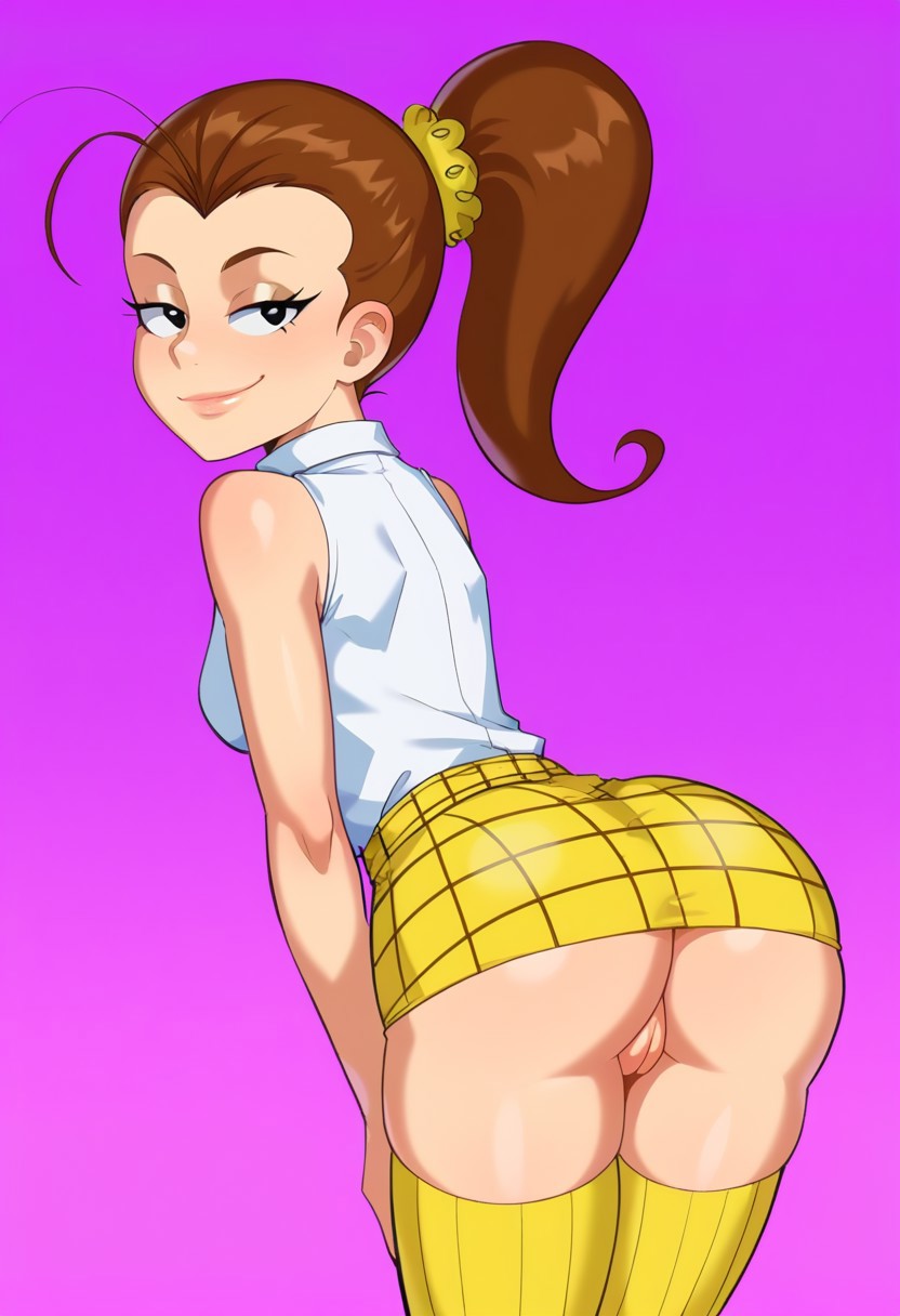 ai_generated ass ass_focus big_ass bubble_ass bubble_butt curvy luan_loud plaid_skirt seductive skirt stockings