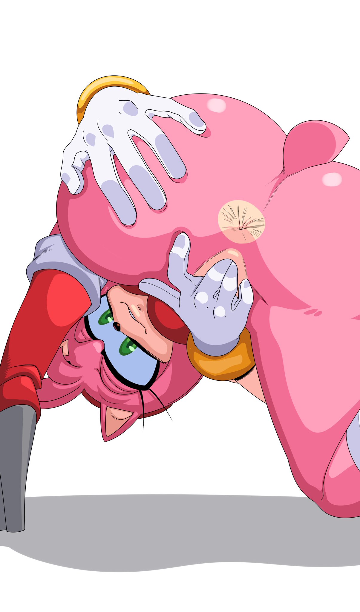 1girl 2d 2d_(artwork) 2d_artwork amy_rose anus anus_focus big_breasts boots bracelets breasts bubble_ass bubble_butt diadem eyelashes female_only fingering_self green_eyes half-closed_eyes hedgehog_girl hedgehog_humanoid high_heel_boots looking_at_viewer pink_fur pussy red_dress sega sega smiling_at_viewer sonic_the_hedgehog_(series) tail thick_ass thick_butt thick_thighs turboranger two_tone_fur