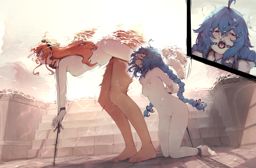 1boy 2girls ahe_gao anilingus asphyxiation bare_legs barefoot blue_eyes blush bondage bound bound_legs bound_wrists breasts commission completely_nude drowning eris_greyrat female gag gagged high_res long_hair male multiple_girls multiple_subs mushoku_tensei navel nipples nude open_mouth peril pool r**e red_eyes red_hair rimming ring_gag rou_(rou22) roxy_migurdia second-party_source sex small_breasts straight strangling twin_tails underwater very_long_hair x-ray