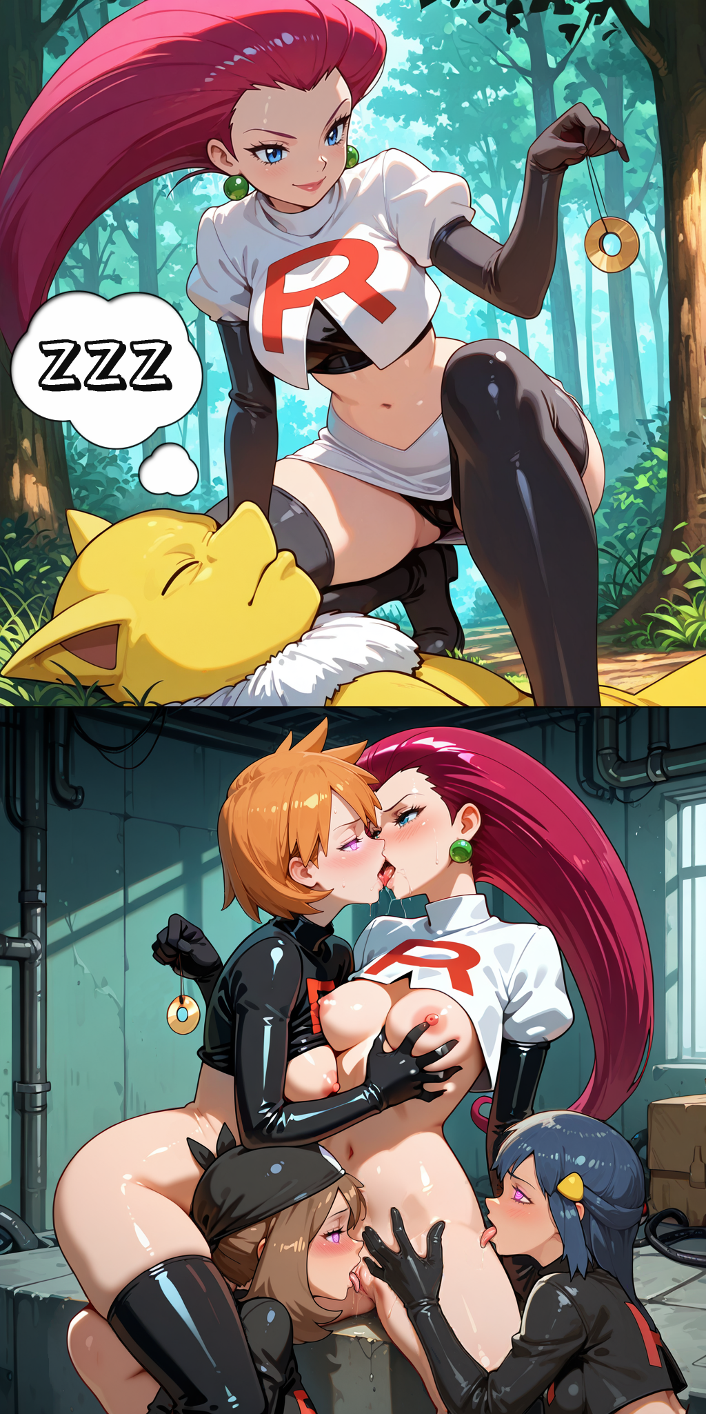 2020s 2025 2d 2d_artwork 4girls aged_up ai_generated bandana before_and_after blue_eyes blue_hair breast_grab breasts breasts_out brown_hair clothed clothed_sex clothes_lift clothing comic corruption dawn_(pokemon) english_text female female_focus female_protagonist femsub f****d foursome french_kiss game_freak generation_1_pokemon gloves group_sex harem hypno hypnosis illustrious_(stable_diffusion) indoors inspiraleyes jessie_(pokemon) kasumi_(pokemon) kissing latex latex_gloves licking licking_pussy light-skinned_female long_hair may_(pokemon) medium_breasts mind_control miniskirt multiple_girls multiple_subs nintendo nipples oral oral_sex orange_hair outside pale-skinned_female panties pendulum pink_eyes pokemon pokemon_(anime) pokemon_(species) pussylicking red_hair saliva shirt_lift short_hair skin_tight skirt sleeping spiral_eyes stable_diffusion stockings story symbol-shaped_pupils team_rocket text thighs tongue tongue_out uncensored underwear upskirt yuri
