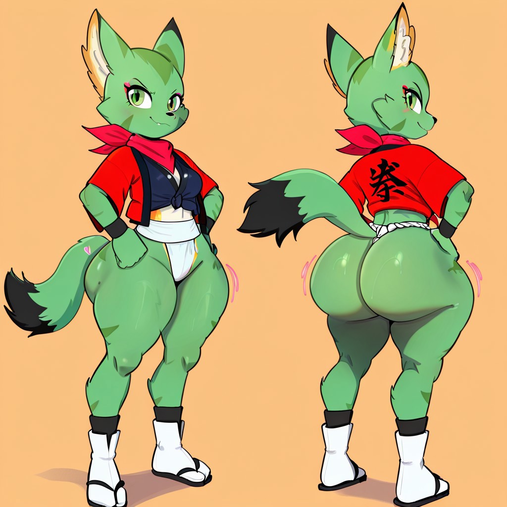 1girl ai_generated ass big_ass breasts carol_tea freedom_planet freedom_planet_2 fundoshi fundoshilover101 galaxytrail huge_ass